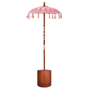 vidaXL Ombrello balinese con base 2 pz Rosa