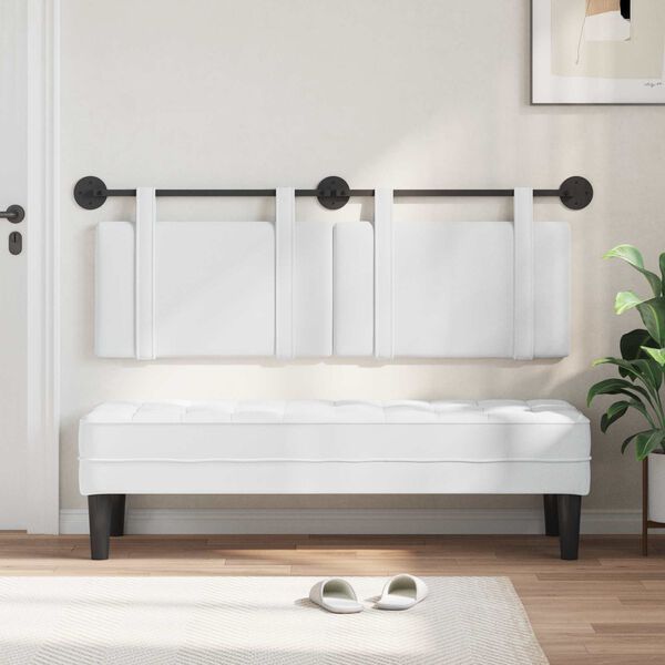 vidaXL Testata appesa Tinta unita Bianco 150 x 55 x 5 cm Tessuto