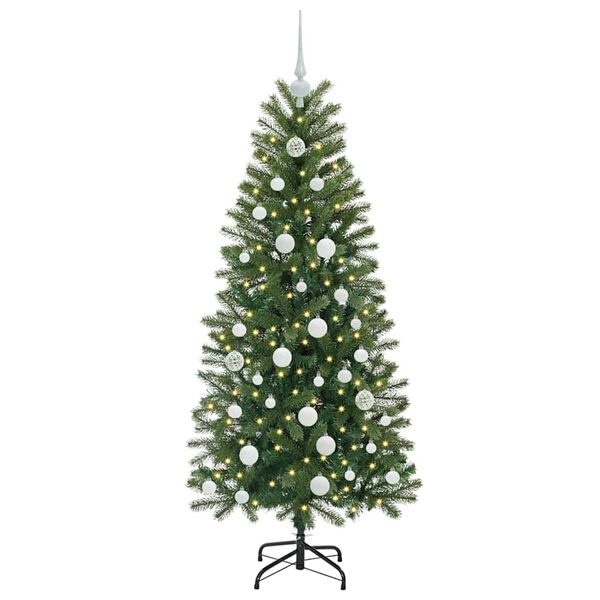 vidaXL Albero di Natale artificiale con 150 LED Verde 150 cm PE e PVC