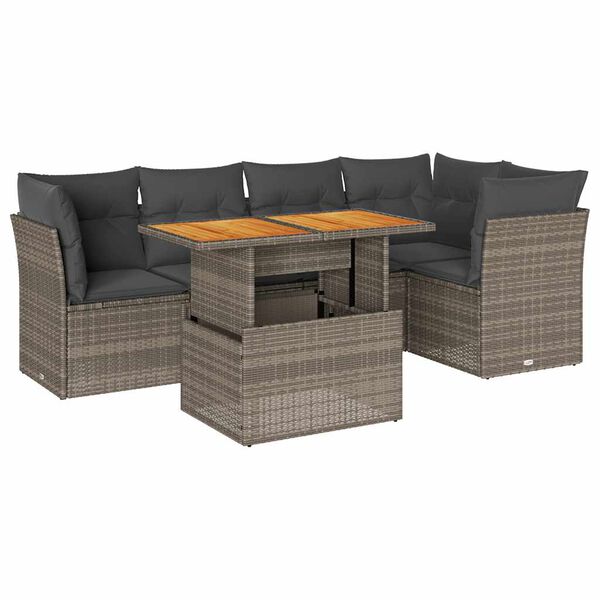 vidaXL Set Divano da Giardino 6 pz con Cuscini Grigio in Polyrattan
