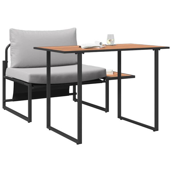 vidaXL Set da Pranzo per Giardino 2 pcs Grigio chiaro Acciaio