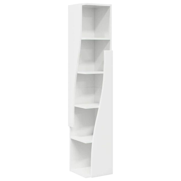 vidaXL Mobile angolare Bianco Lucido 27,5x27x140cm Legno multistrato