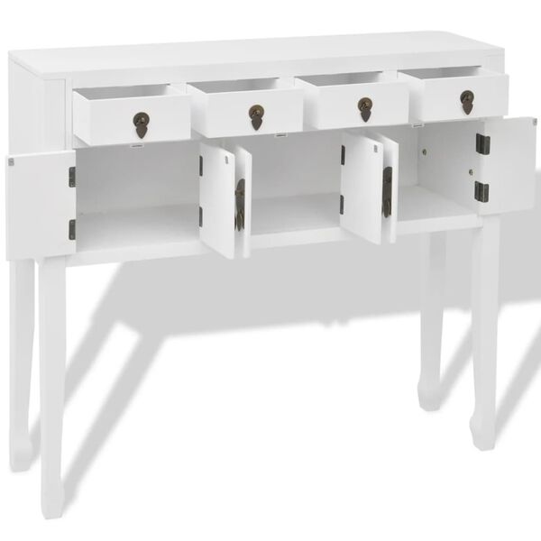vidaXL Credenza in Stile Cinese in Legno Massello Bianca