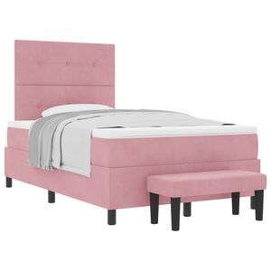 vidaXL Letto a molle con materasso Rosa 120 x 200 cm Velluto