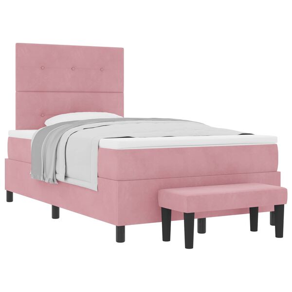 vidaXL Letto a molle con materasso Rosa 120 x 200 cm Velluto