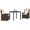 vidaXL Set da Pranzo per Giardino 3 pcs Marrone polyrattan