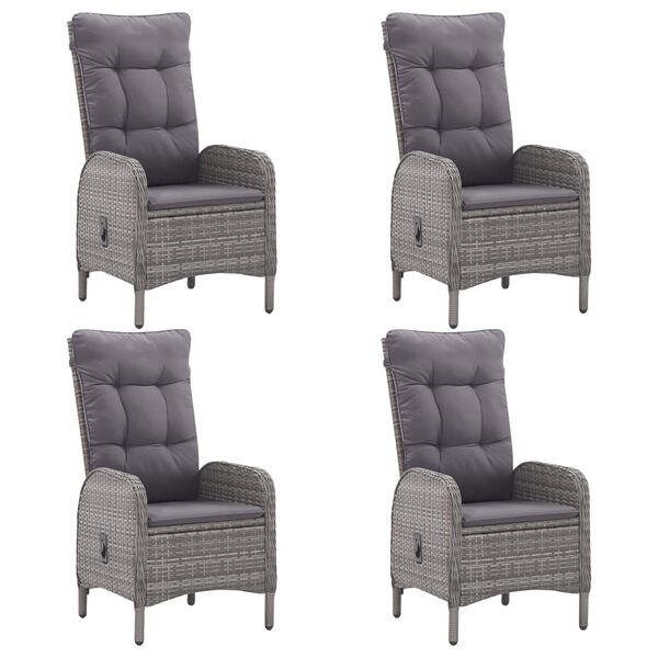 vidaXL Set da Pranzo da Giardino 5 pz in Polyrattan e Vetro Grigio