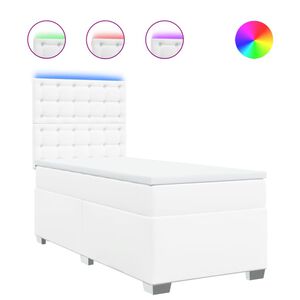 vidaXL Giroletto a Molle con Materasso Bianco 80x200 cm in Similpelle