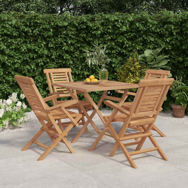 vidaXL Set da Pranzo per Giardino 5 pz in Legno Massello di Teak