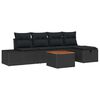 vidaXL Set Divano da Giardino con cuscino 6 pcs Nero Poly Rattan