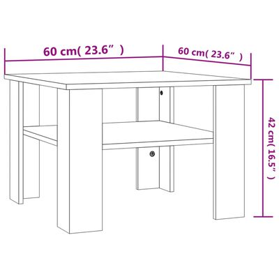 vidaXL Tavolino da Salotto Grigio Cemento 60x60x42cm Legno Multistrato