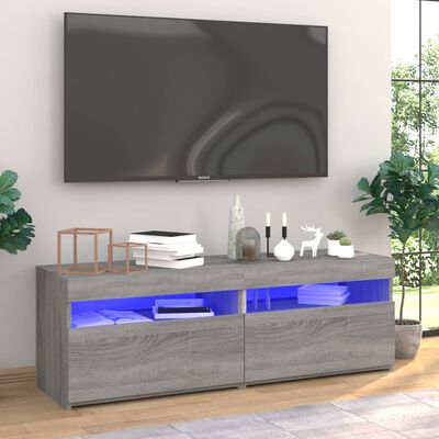 vidaXL Mobili TV con Luci LED 2 pz Grigio Sonoma 60x35x40 cm