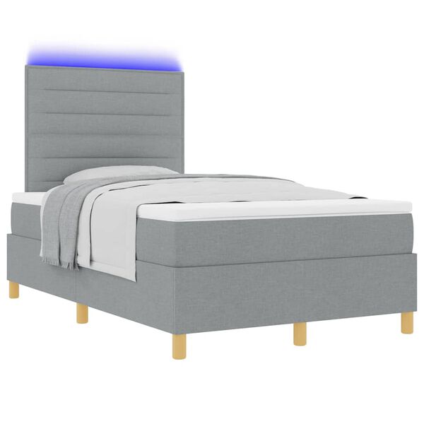 vidaXL Letto a Sorgente LED Grigio chiaro 120 x 190 cm Tessuto