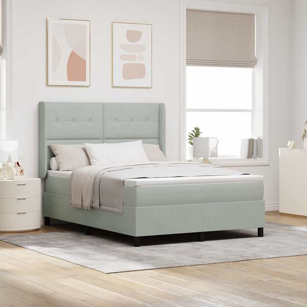 vidaXL Letto a molle con materasso Grigio chiaro 160 x 200 cm Velluto