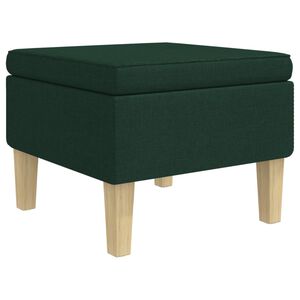 vidaXL Poggiapiedi con Gambe in Legno Verde Scuro in Tessuto