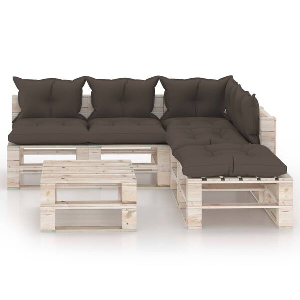 vidaXL Set Salotto Giardino su Pallet Cuscini 6 pz in Legno di Pino
