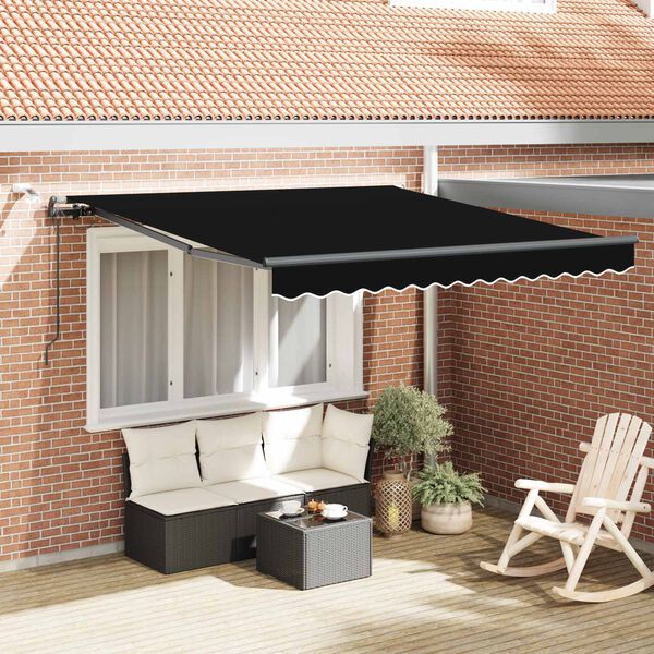 vidaXL Tessuto per Tenda con Nero 300 x 250 cm Poliestere
