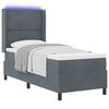 vidaXL Letto a molle con materasso Grigio scuro 80 x 200 cm Velluto