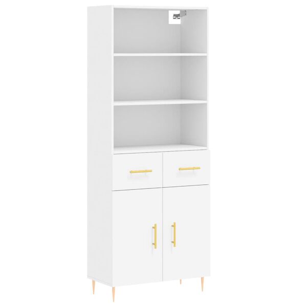vidaXL Credenza Bianca 69,5x34x180 cm in Legno Multistrato
