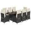 vidaXL Set da Pranzo da Giardino 9 pz con Cuscini Nero in Polyrattan
