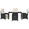vidaXL Set da Pranzo per Giardino con cuscino 5 pcs Nero polyrattan