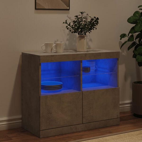 vidaXL Credenza con Luci LED Grigio Cemento 81x37x67 cm