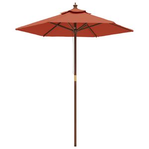 vidaXL Ombrellone da Giardino con Palo in Legno Terracotta 196x231 cm