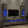 vidaXL Mobili TV con Luci LED 2pz Grigio Sonoma 30,5x30x102 cm