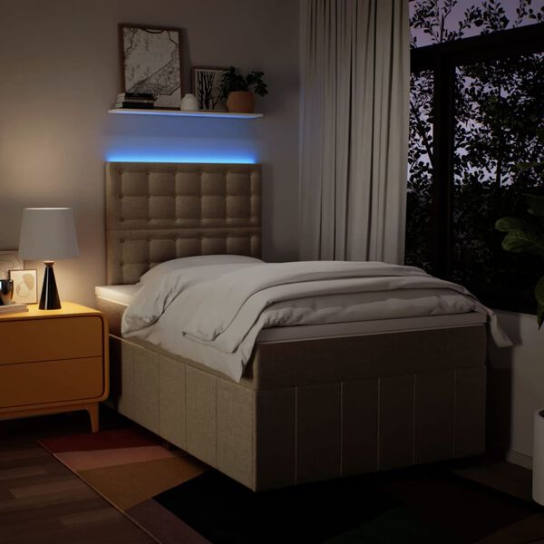 vidaXL Giroletto a Molle con Materasso Crema 120x200 cm in Tessuto