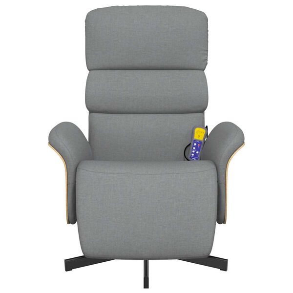 vidaXL Poltrona Reclinante Massaggio Poggiapiedi Grigio Chiaro Tessuto