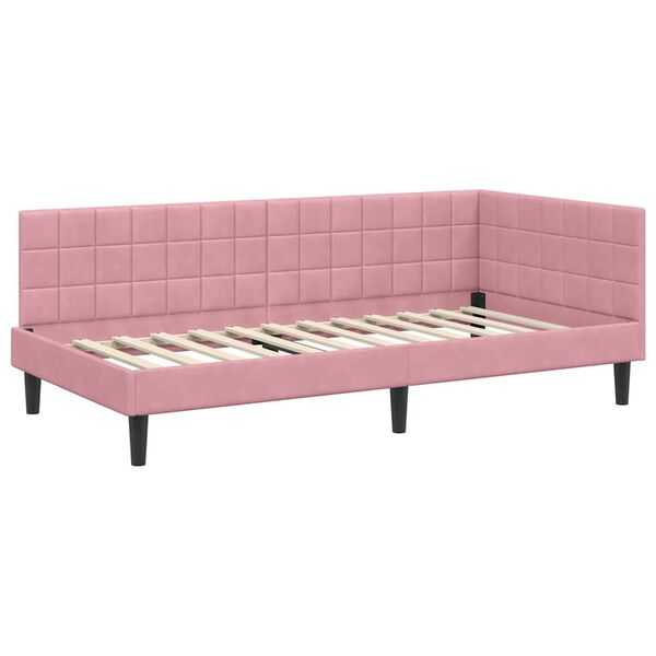 vidaXL Cornice del letto ad angolo Rosa 90 x 200 cm Velluto