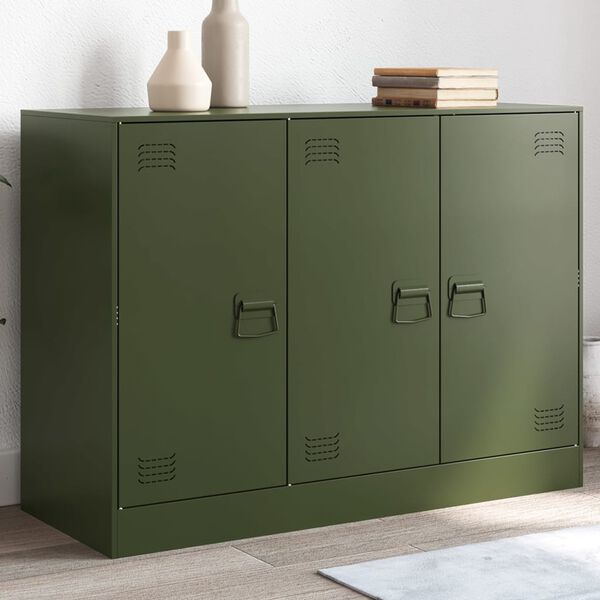 vidaXL Credenza Verde Oliva 99x39x73 cm in Acciaio