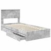 vidaXL Letto con Contenitore con testiera Grigio cemento 90 x 200 cm