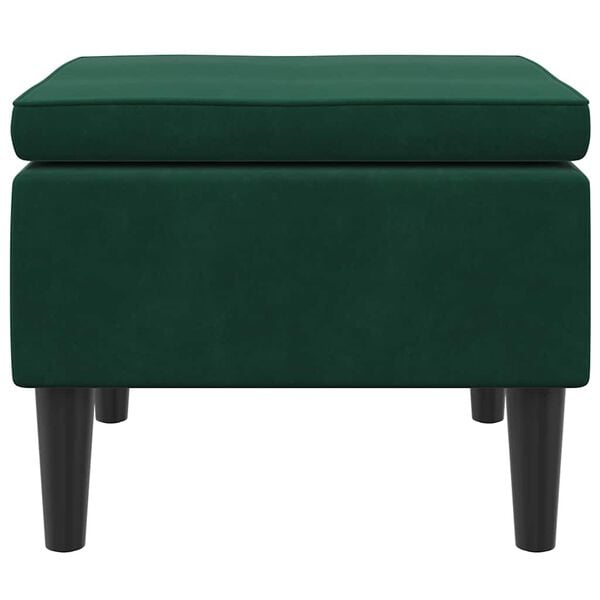 vidaXL Poggiapiedi con Gambe in Legno Verde Scuro in Velluto