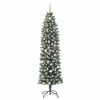 vidaXL Albero di Natale Artificiale Sottile Verde e bianco 210 cm