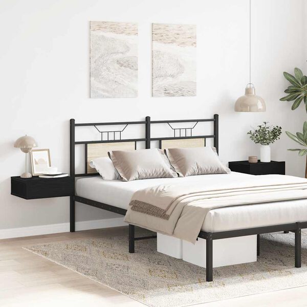 vidaXL Comodini sospesi 2 pz Rovere Nero 40x32x15 cm Legno ingegnerizzato