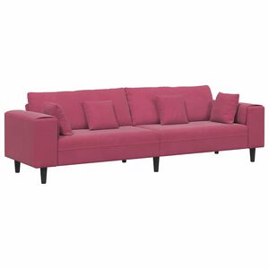 vidaXL Divano con cuscino Rosso Vino 250 x 77 x 76 cm Velluto