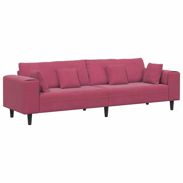 vidaXL Divano con cuscino Rosso Vino 250 x 77 x 76 cm Velluto