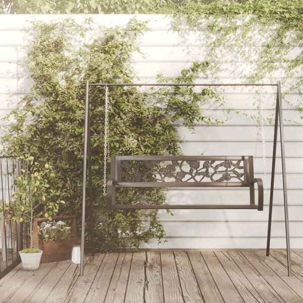 vidaXL Dondolo per Esterni 125 cm Nero in Acciaio e Plastica