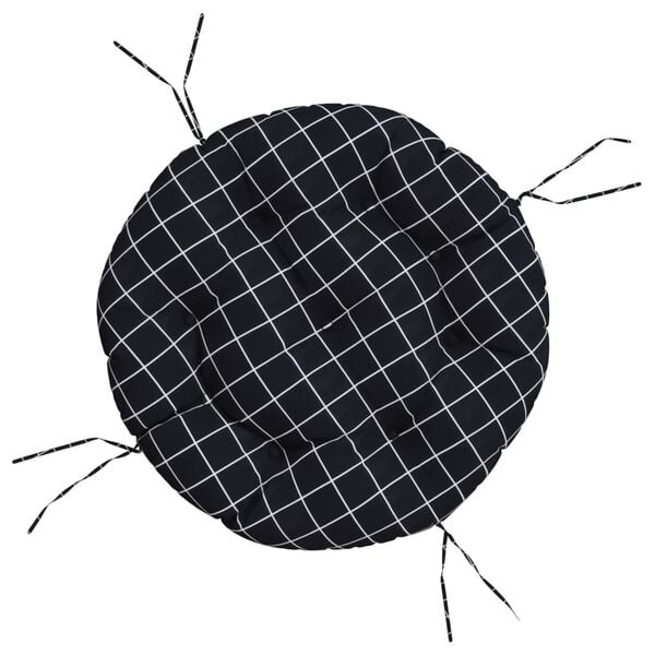 vidaXL Cuscino Rotondo Nero Motivo a Quadri &Oslash; 60x11cm Tessuto Oxford