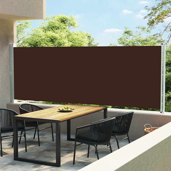 vidaXL Tenda da Sole Laterale Retrattile per Patio 160x600 cm Marrone