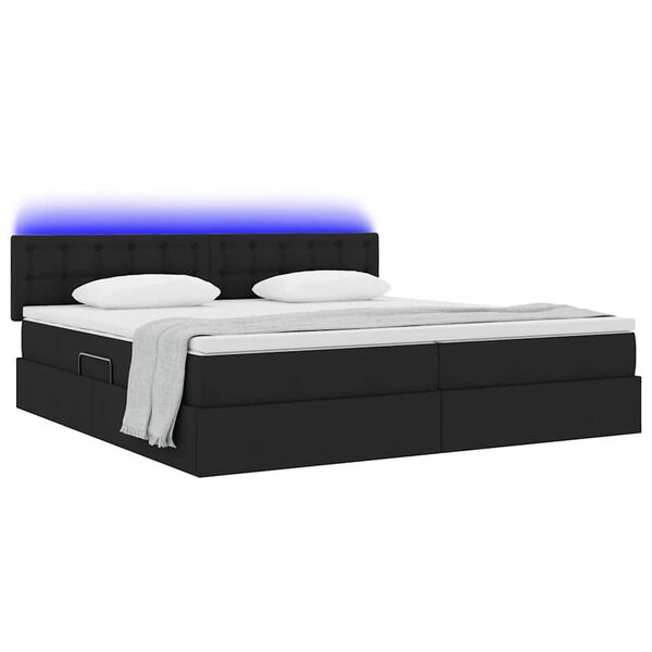 vidaXL Letto con contenitore e LED Nero 200 x 200 cm Poliestere