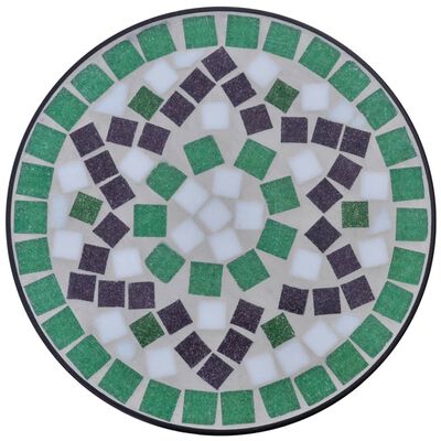 vidaXL Tavolino per Piante con Mosaico Verde e Bianco