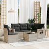 vidaXL Set Divano da Giardino 6pz con Cuscini Grigio Chiaro Polyrattan