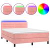 vidaXL Letto a Molle con Materasso e LED Rosa 140x190 cm in Velluto