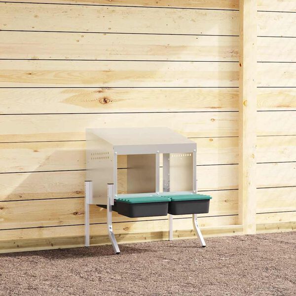 vidaXL Nido per Galline 2 Scomparti con Gambe in Acciaio Zincato