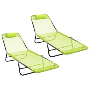 vidaXL Lettino prendisole pieghevole 2 pcs Verde 182 x 55 x 85.5cm