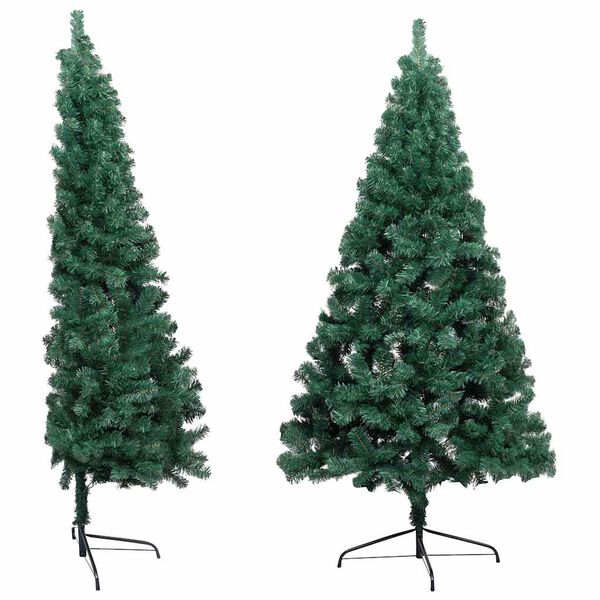vidaXL Albero di Natale a Met&agrave; Preilluminato con Palline Verde 150 cm