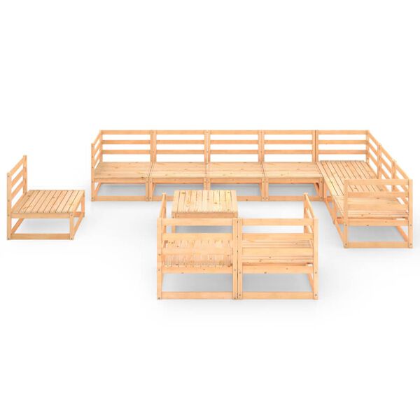 vidaXL Set Divani da Giardino 11 pz in Legno Massello di Pino
