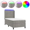 vidaXL Letto a Molle Materasso e LED Grigio Chiaro 100x200 cm Velluto
